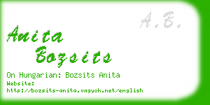 anita bozsits business card